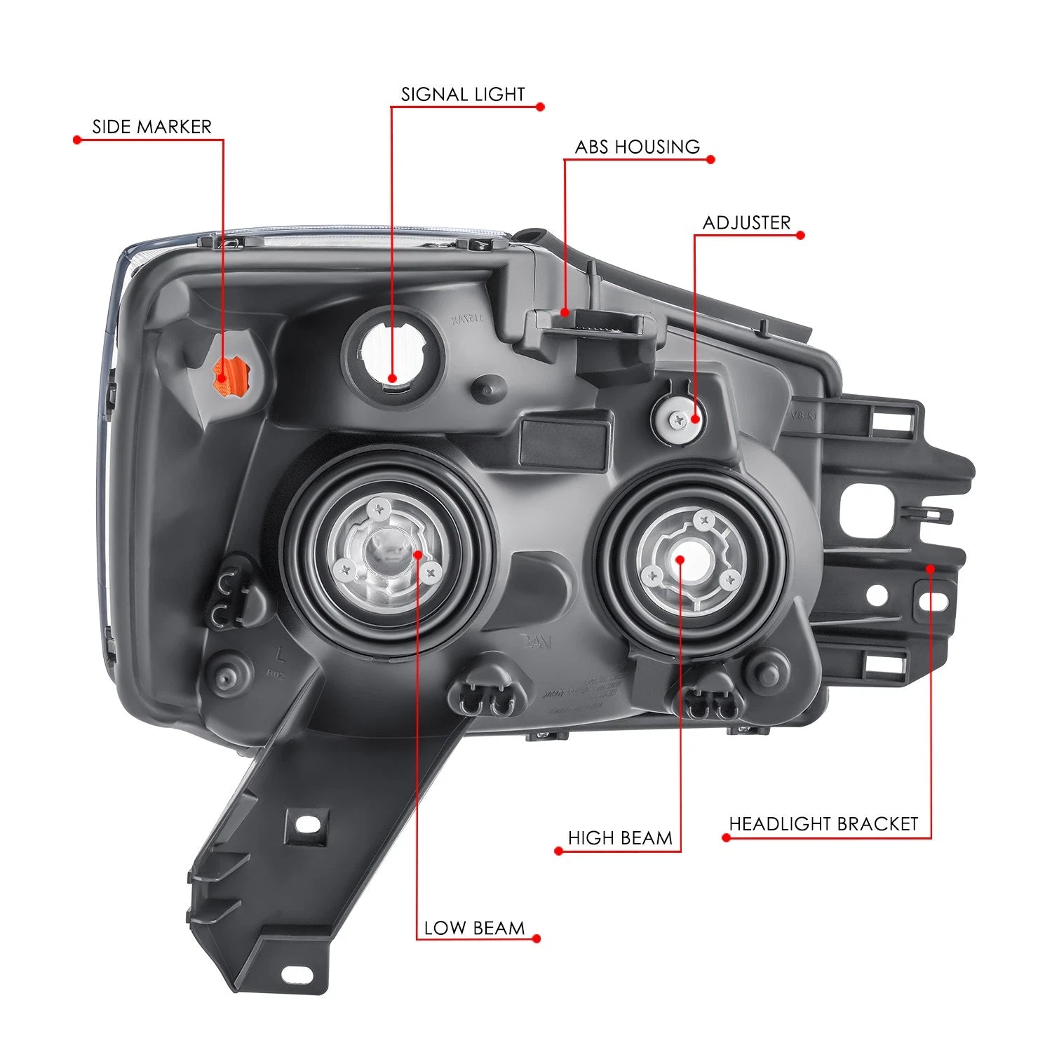 Left Chrome Housing Headlight Lamp for Nissan Armada Pathfinder Titan (2004–2007)