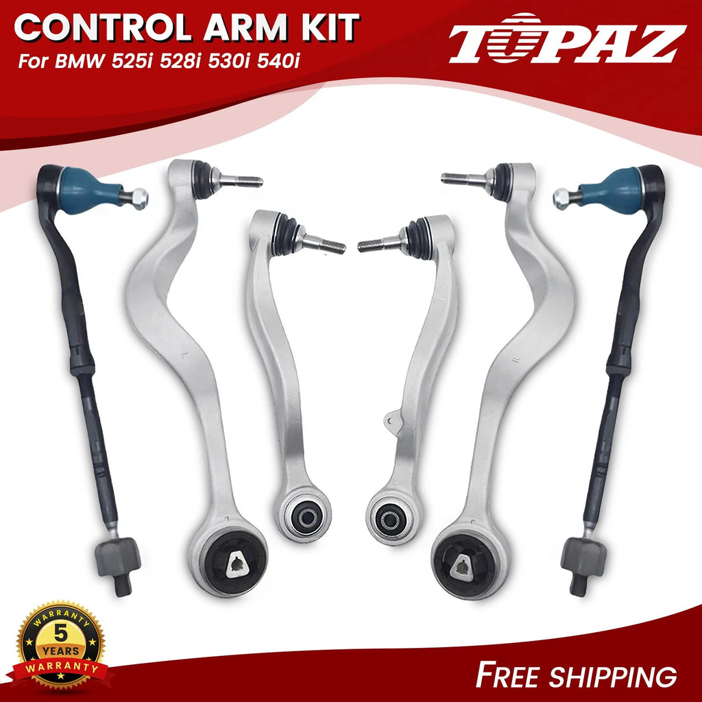 Set of 6 Front Lower Control Arm and Tie Rod Assembly for BMW 525i 528i 530i 540i (1997–2003)