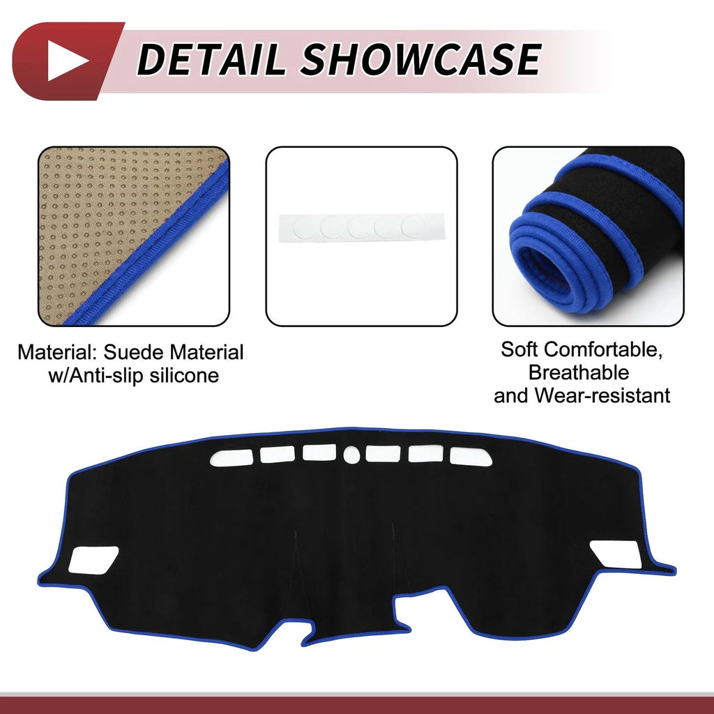 Dashboard Cover Mat for Toyota Raize (2013–2020) - Sun Protector Pad Black Blue