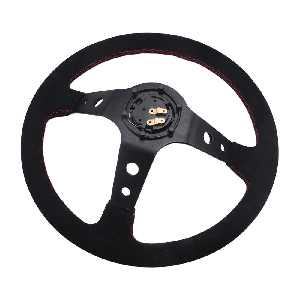 14" Suede Leather Steering Wheel for Racing Vehicles (1995–2023)