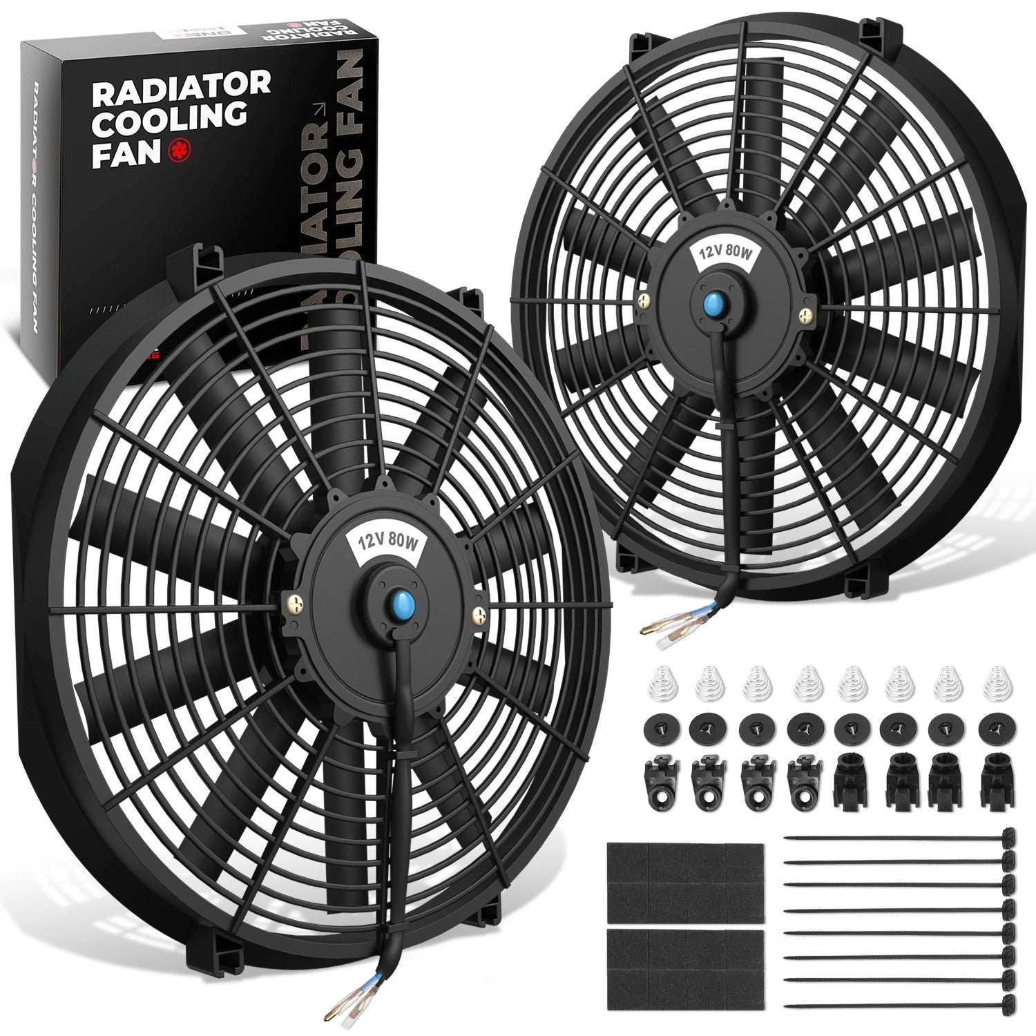 2X 16" Electric Radiator Cooling Fan Assembly Kit for Universal Fit