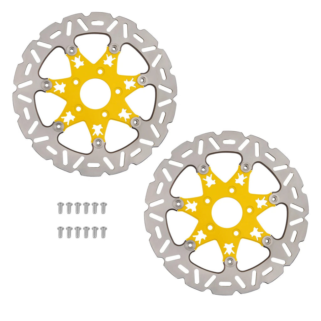 Set of 2 Front Brake Rotor Discs for Harley Dyna (2006–2017) 11.8 Inch Yellow