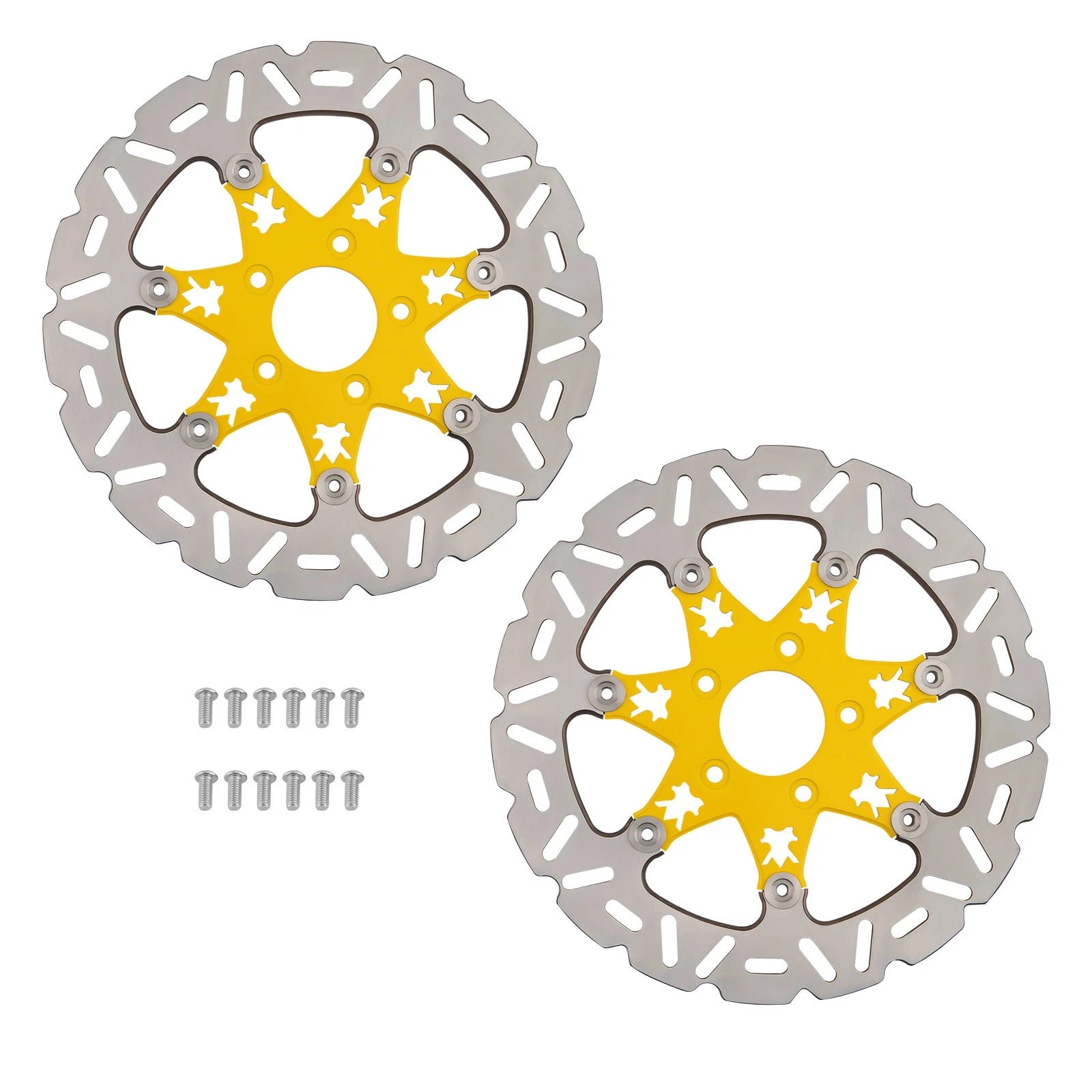Set of 2 Front Brake Rotor Discs for Harley Dyna (2006–2017) 11.8 Inch Yellow