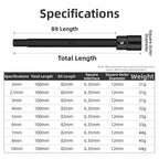 1/4 Inch Hex Socket Set with 100mm Magnetic Extension Tool