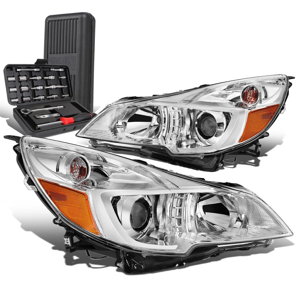 Chrome Amber Signal Projector Headlights for Subaru Outback/Legacy (2010–2014)