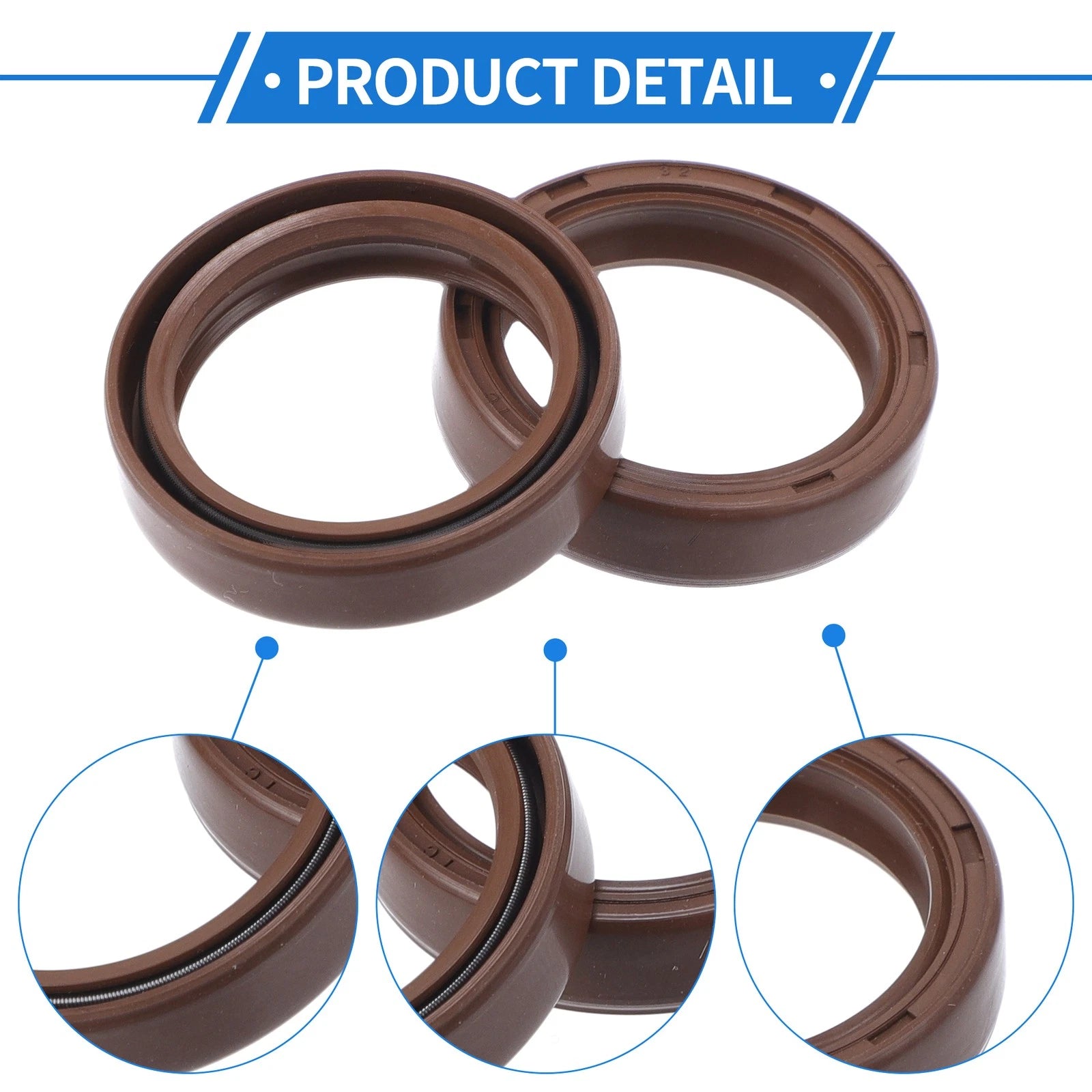 Set of 2 Oil Seal Rotary Shaft Seal FKM Rubber 25x32x7mm