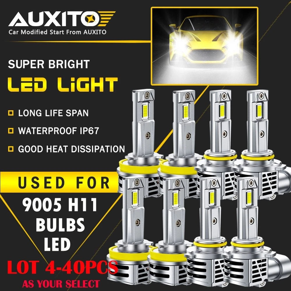 Set of 4 Auxito H11 9005 LED Bulbs for Ford F-150 (2015–2021) High Low