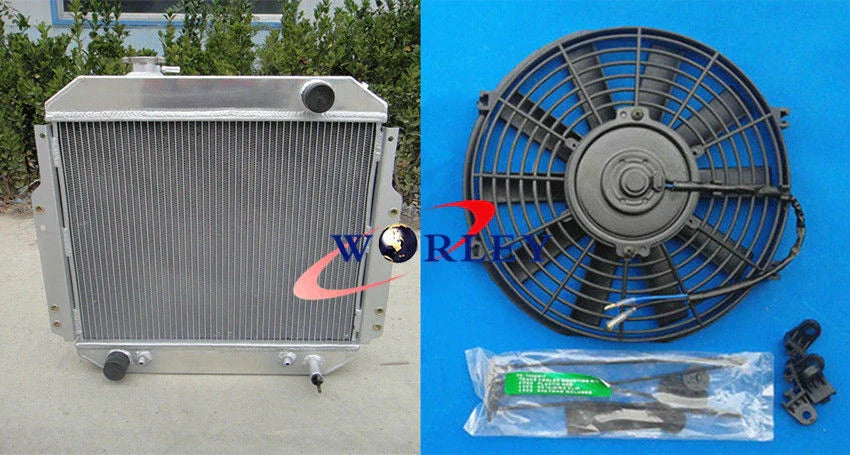 56MM Aluminum Radiator + Fan for Nissan Forklift A10 A25 H20 (1988-1992)