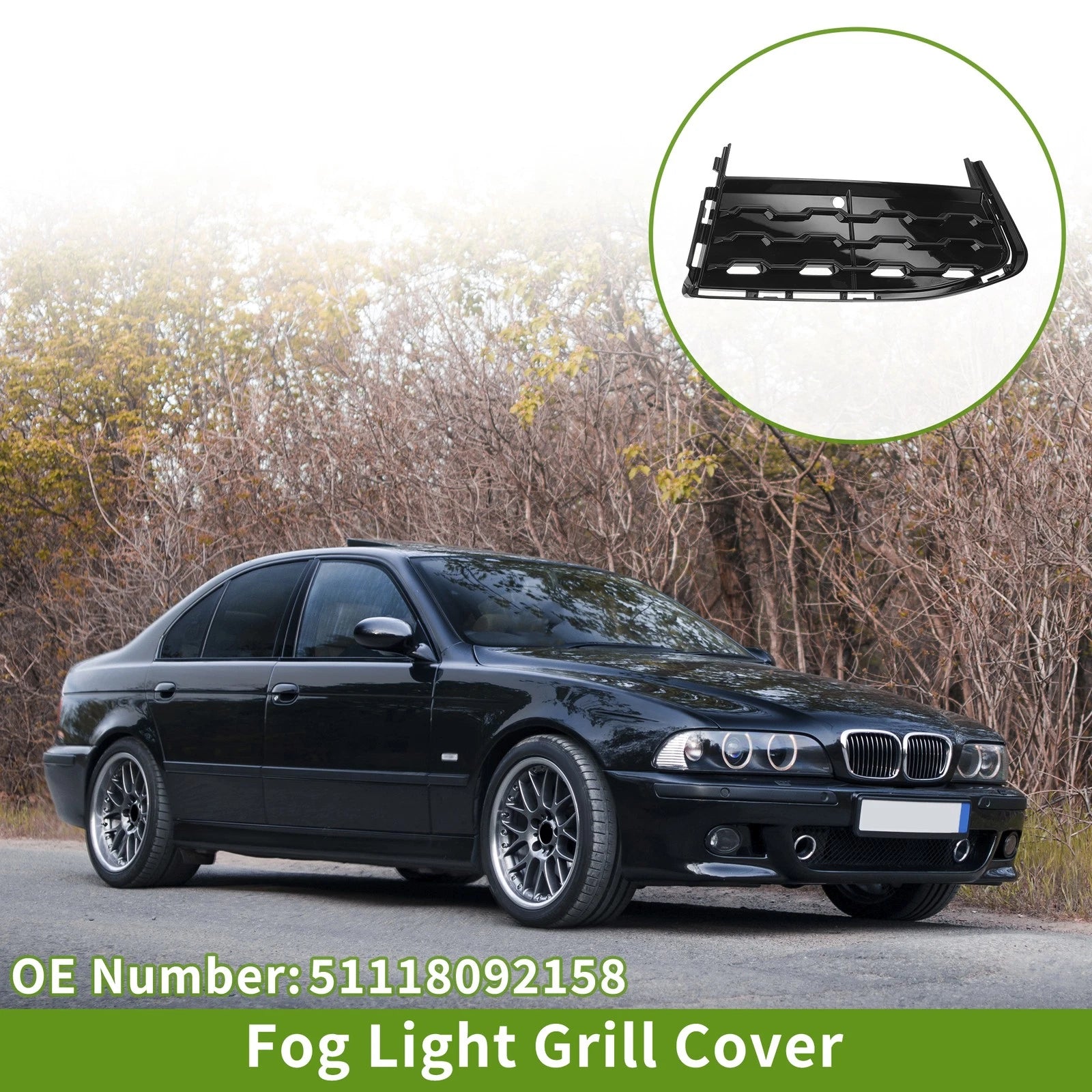 1 Pc Fog Light Grill for BMW 7 Series (2015–2020) No. 51118092158 Black