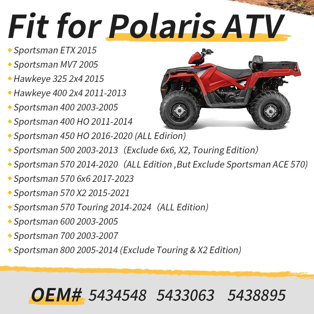 Rear Upper A-Arm Bushing Kit for Polaris Sportsman 400 450 570 6x6 800 (2000–2023)