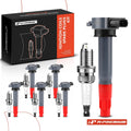 Set of 6 Red Ignition Coils & Iridium Spark Plugs for Mitsubishi Outlander 