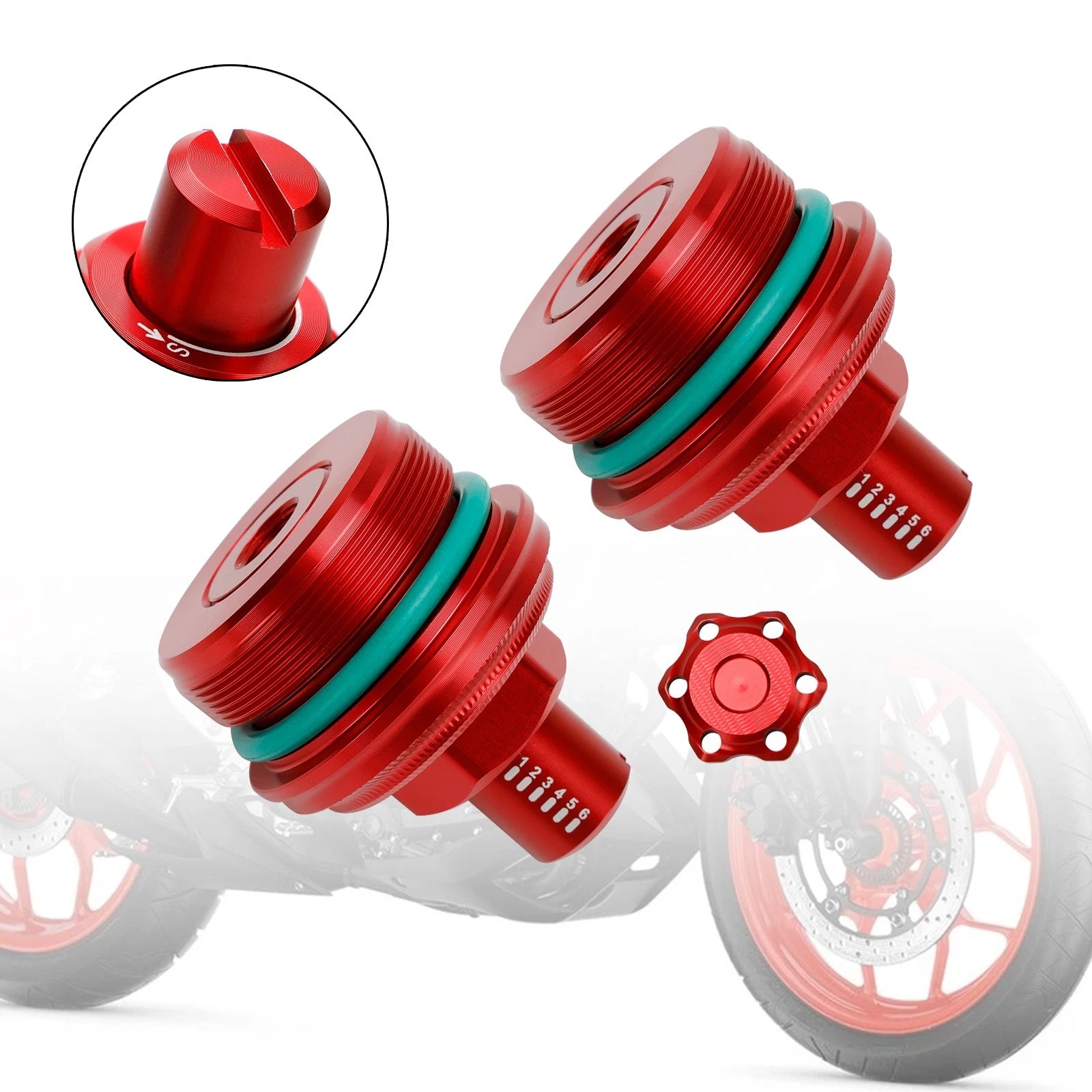 2Pcs Fork Preload Adjuster Bolt Screw CNC Red for Yamaha MT-03 (2019–2023)