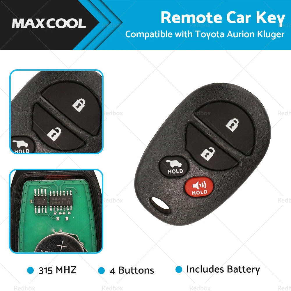 Remote Car Key 315 MHz for Toyota Aurion Kluger (2006–2013)