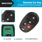 Remote Car Key 315 MHz for Toyota Aurion Kluger (2006–2013)