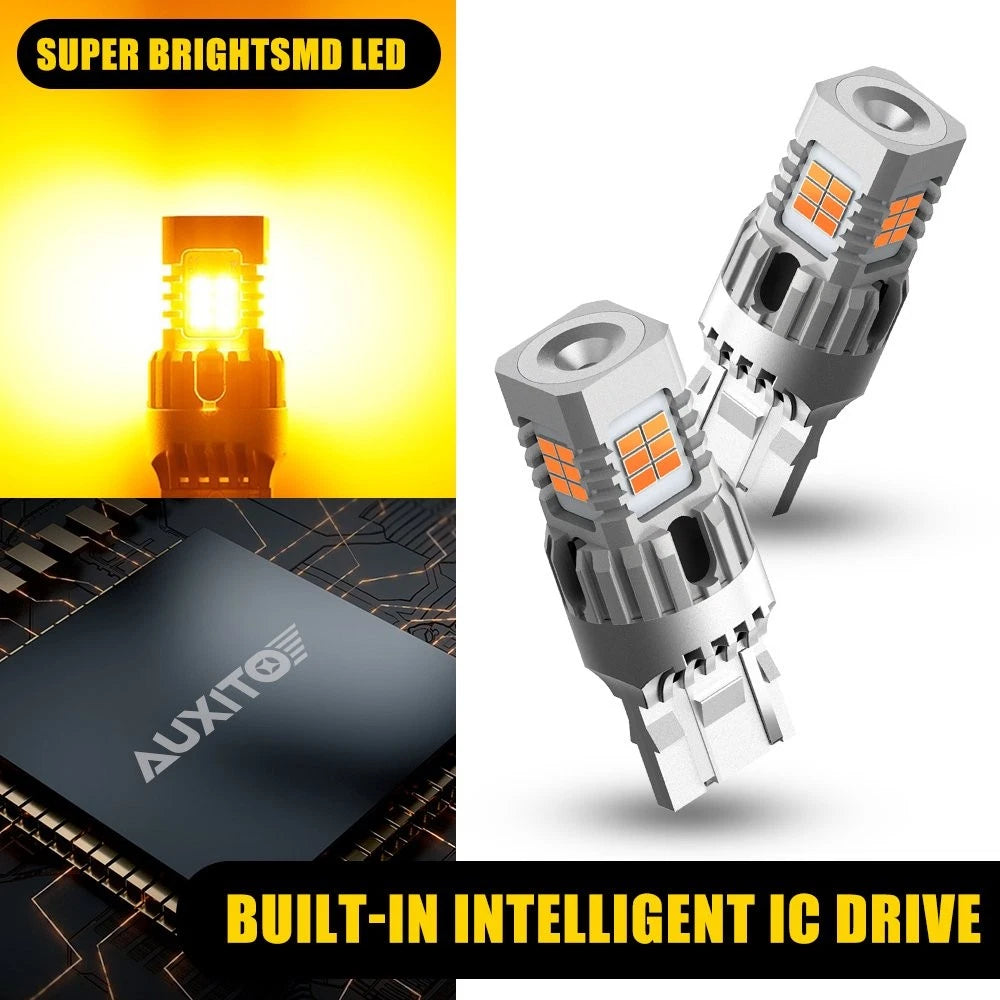 2X Amber 7443 7444 LED Front Turn Signal Blinker Light Bulbs for NA (No Hyper Flash)