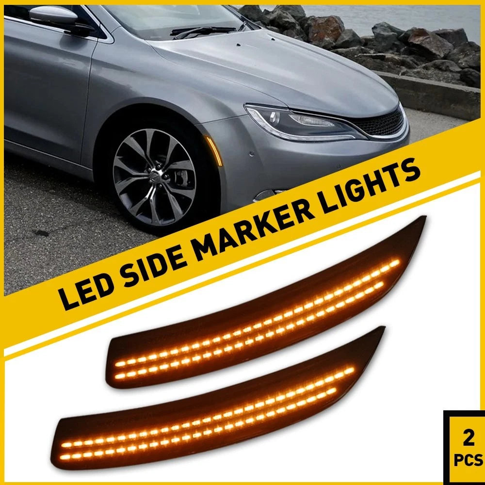Set of 2 Front Amber Smoked LED Marker Lamps for Chrysler 200 (2015–2017)