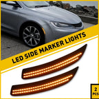 Set of 2 Front Amber Smoked LED Marker Lamps for Chrysler 200 (2015–2017)