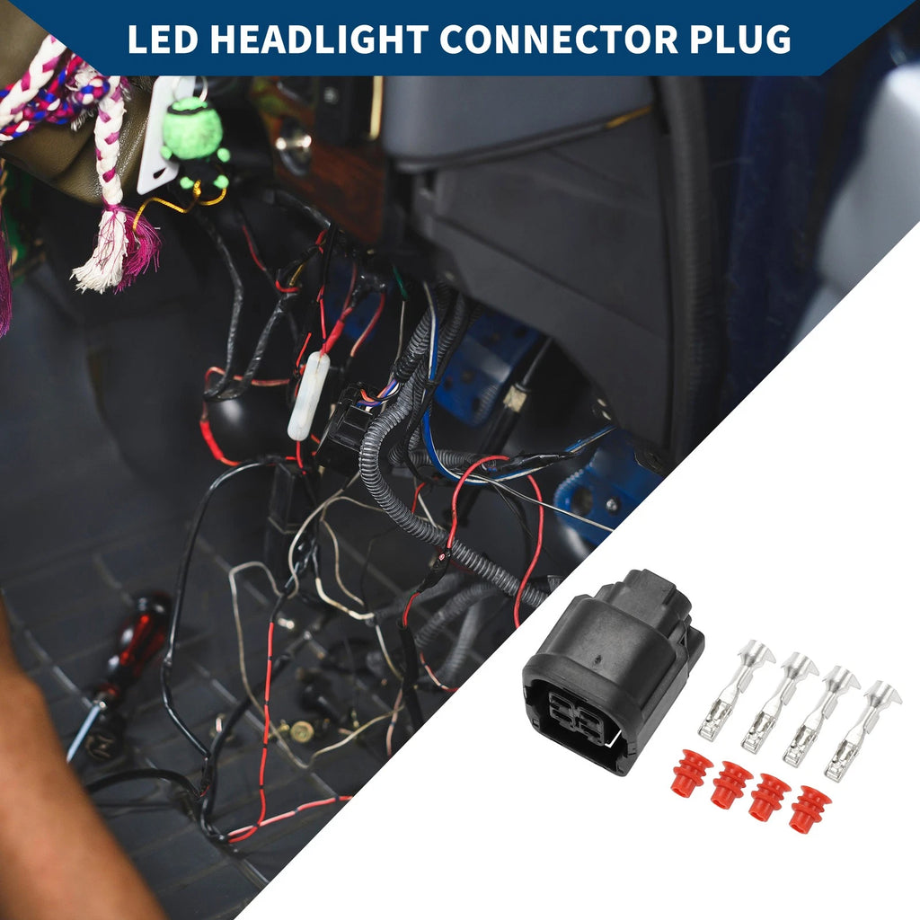 Set of 4 LED Headlight Connector Plugs for Honda 
