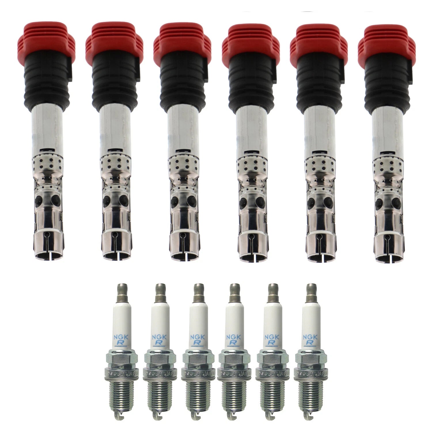 Set of 6 Ignition Coils & NGK Laser Platinum Spark Plugs for Audi A4 A6 (1996–2005)