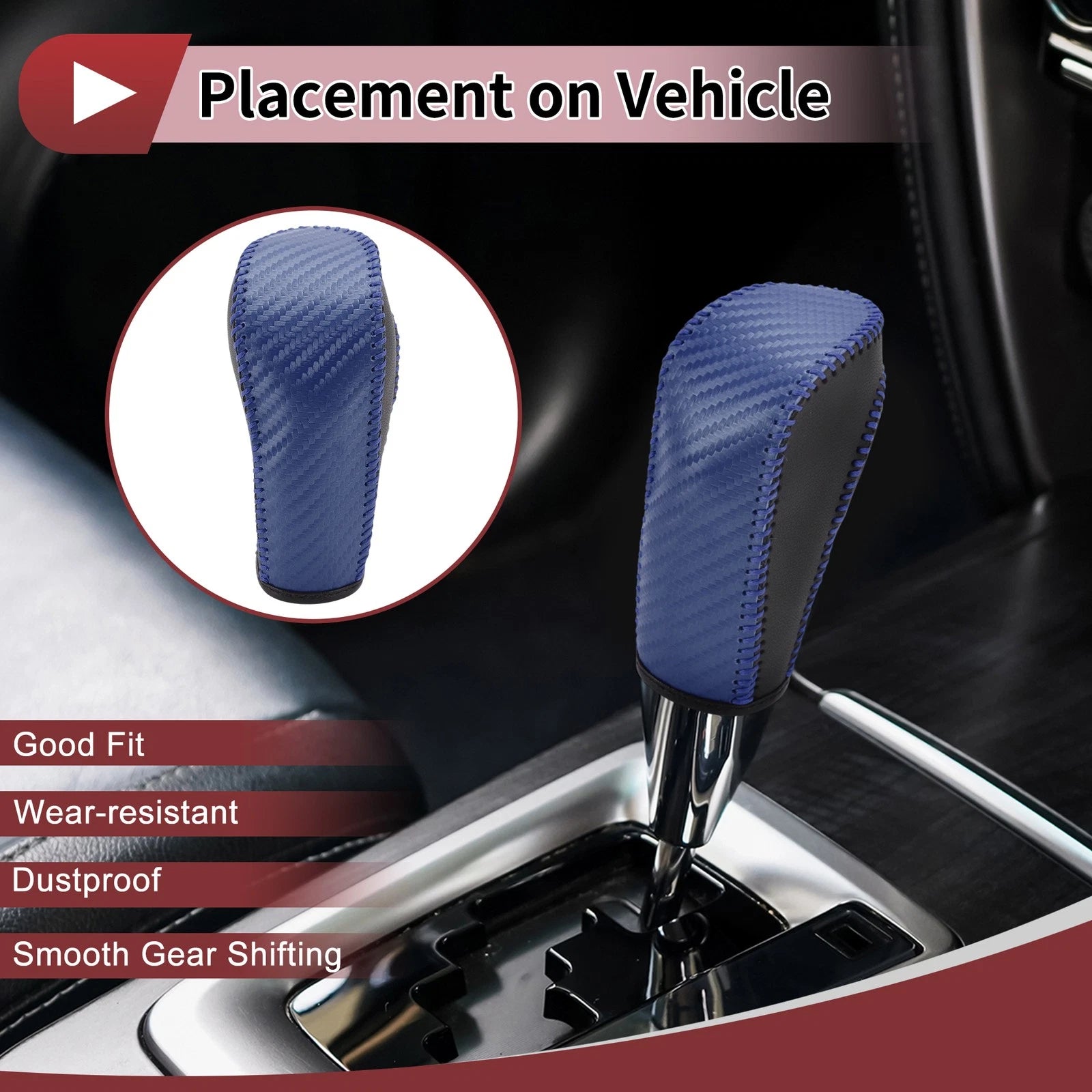 1 Pc Gear Shift Knob Cover for Ford Fiesta (2009–2012) Blue Faux Leather