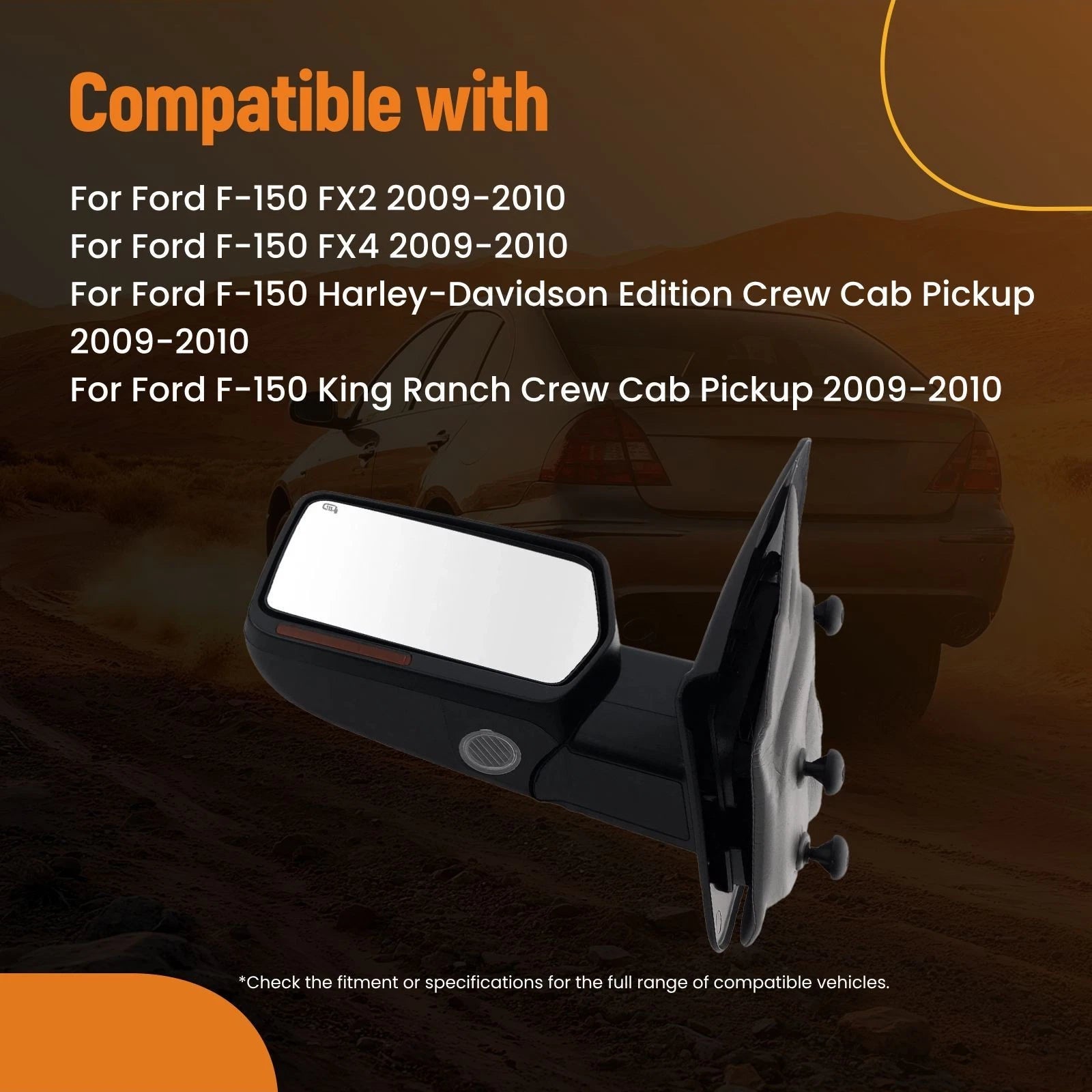 Heated Rear View Side Mirror for Ford F-150 XL STX (2009–2010) 9L3Z17683CB