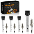 Set of 4 Ignition Coils & Spark Plugs for Audi VW Beetle CC Eos Golf GTI Jetta UF575