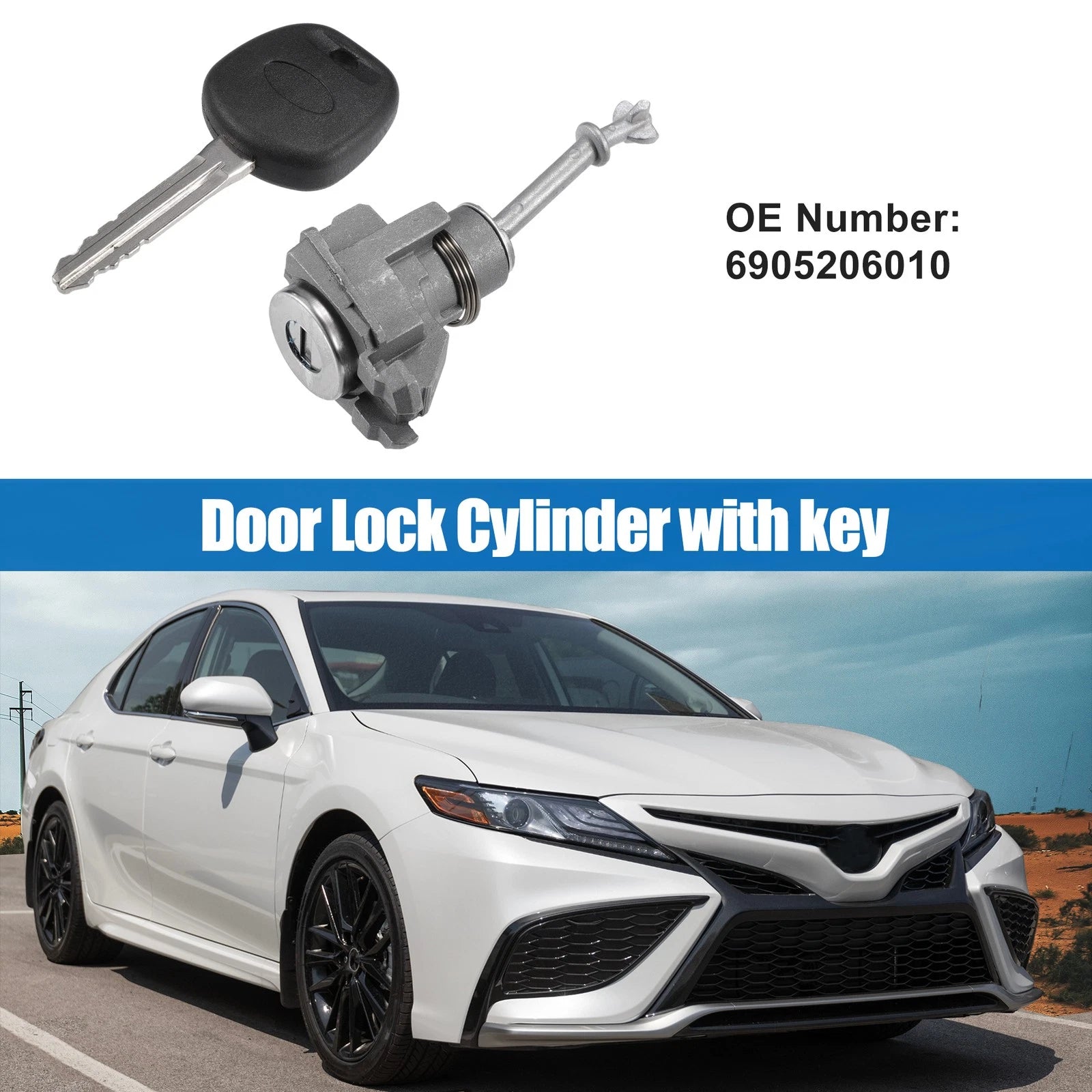 Set of 1 Door Lock Cylinder with Key for Toyota Camry (2002–2006) No.6905206010