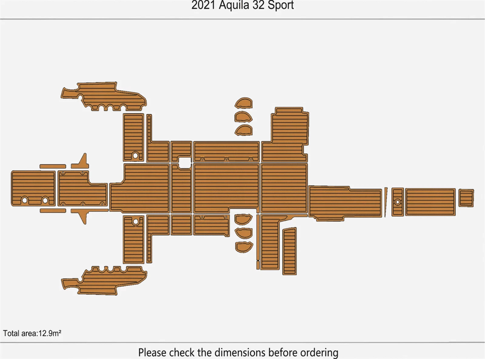 EVA Pads for Astilux 32 SportSwim (2021) - Teak Deck Flooring Mat