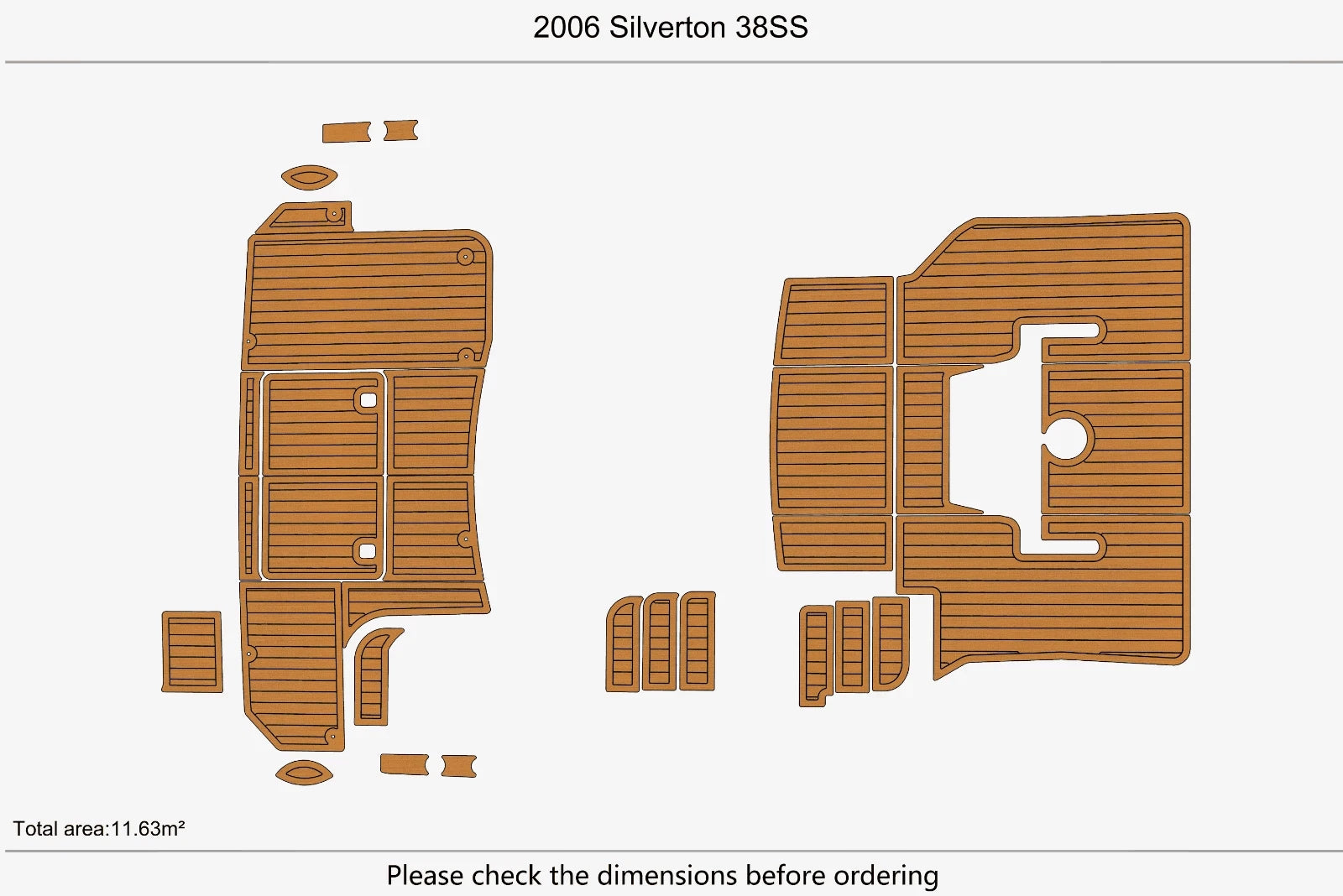EVA Foam Teak Deck Flooring Pads for Silverton 38SS (2006)