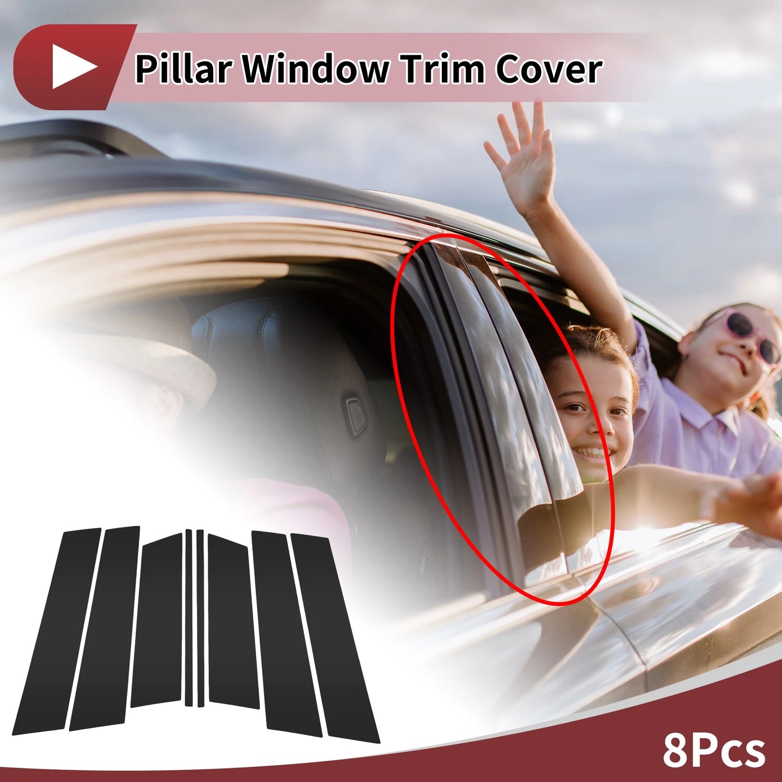 8 Pcs Car Door Pillar Window Trim for Mazda CX-50 (2023–2024) Black