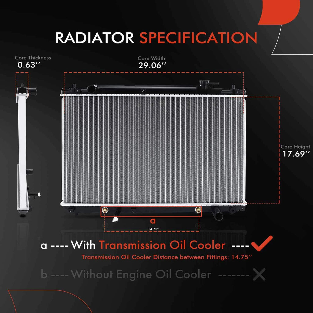 Radiator with Transmission Oil Cooler for Toyota Highlander (2001–2007)