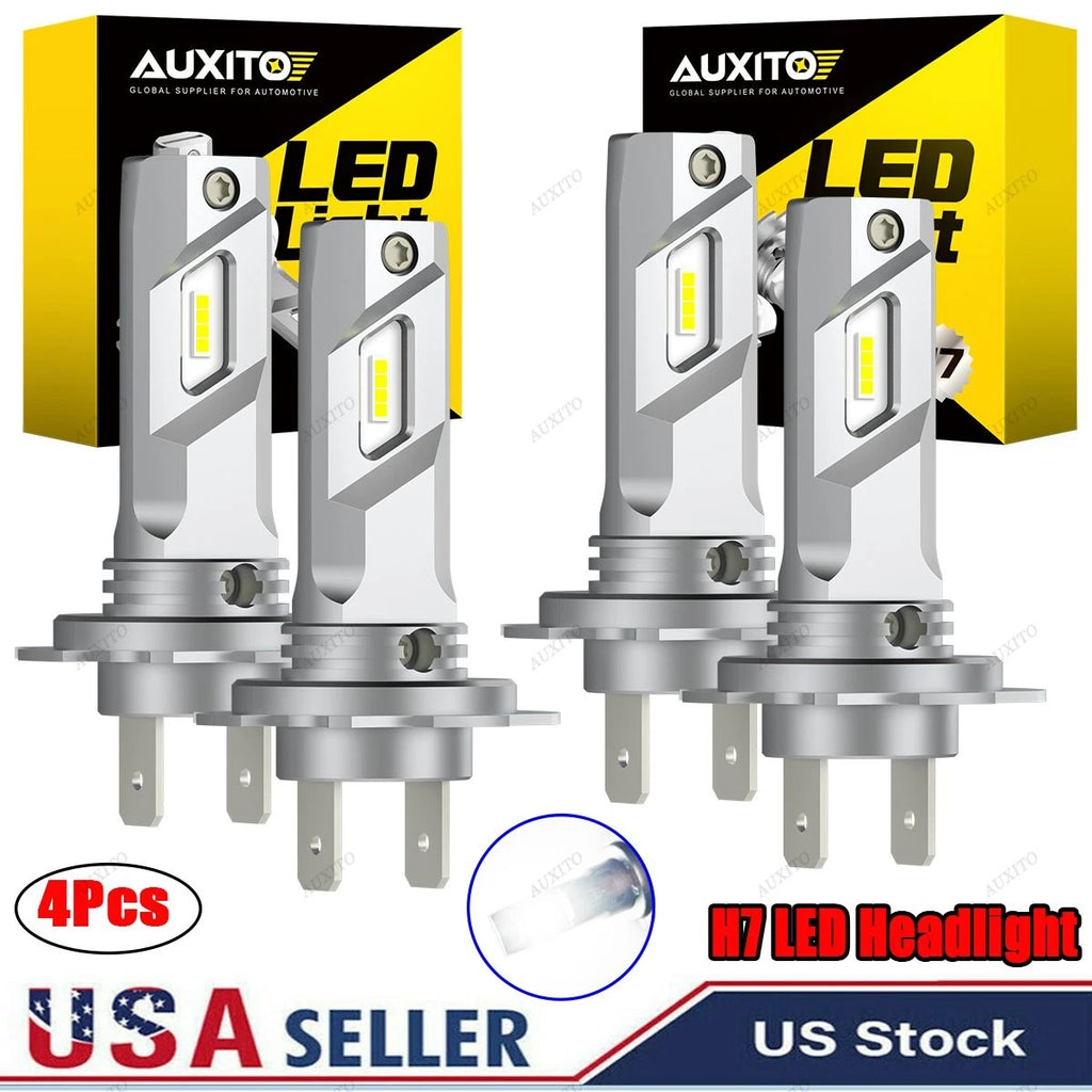 4X H7 LED Headlight Bulb Kit for High Low Beam (40000LM, 6500K, 200W)