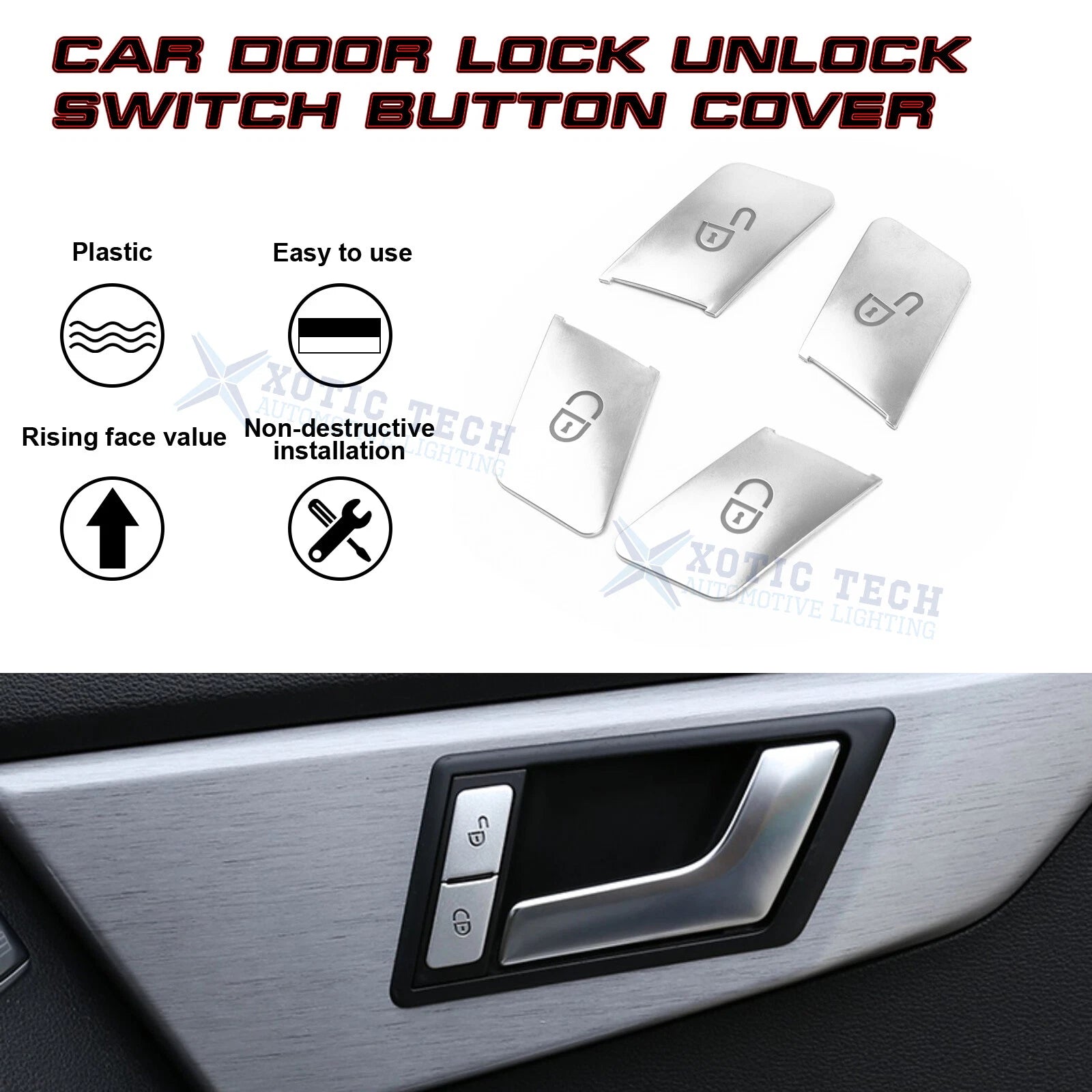 Door Lock Switch Control Button Cover for Mercedes-Benz W204 W212 (2011-2013)