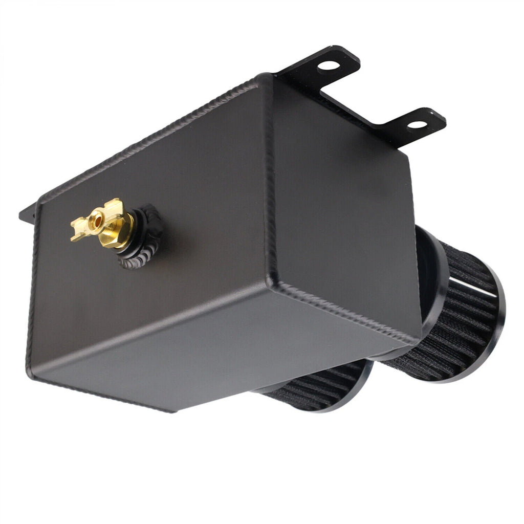 2 Port Dual Breather Filter Oil Catch Can Reservoir Tank Kit for Universal