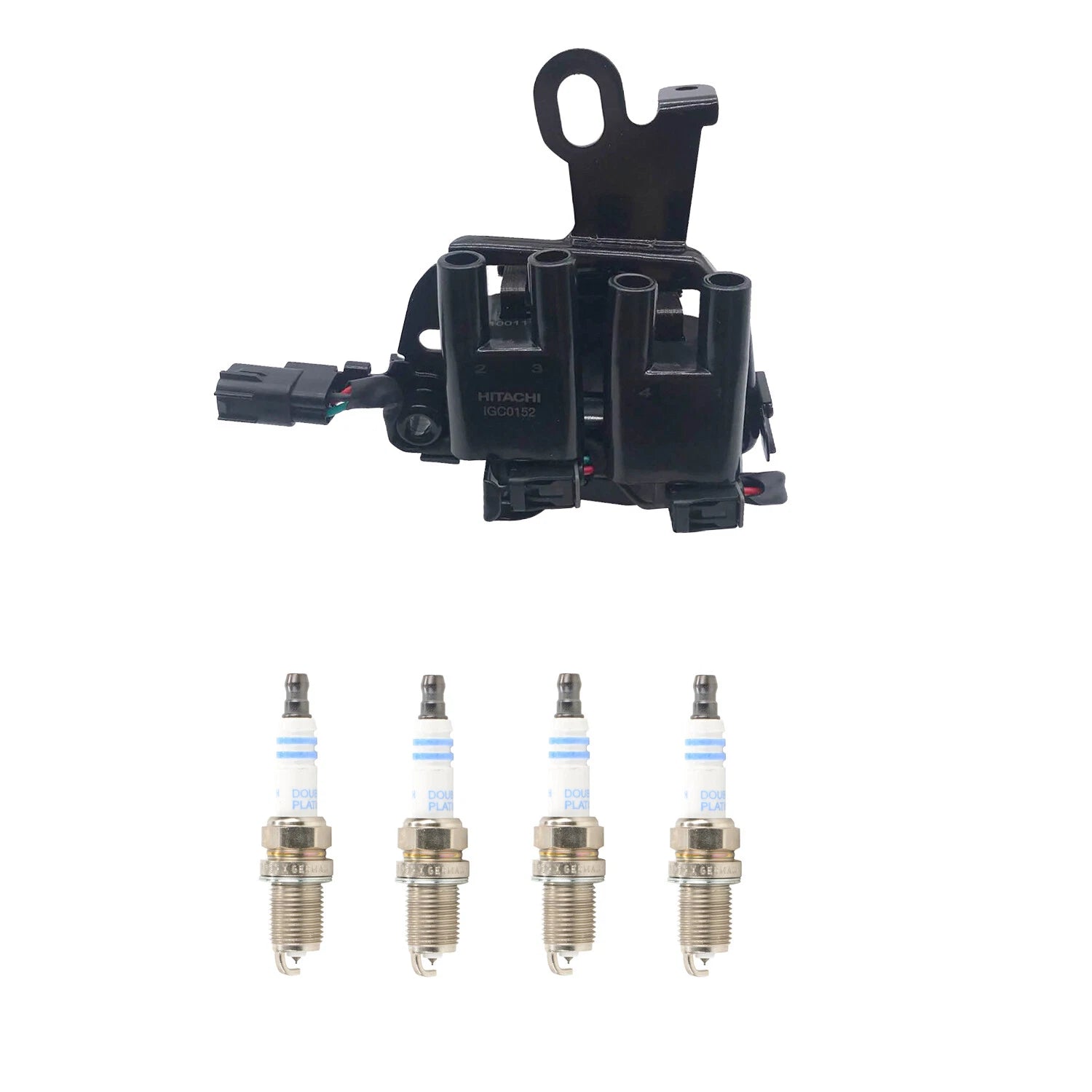 Set of 4 Ignition Coils & Bosch Platinum Spark Plugs for Kia Sportage (2005–2010)