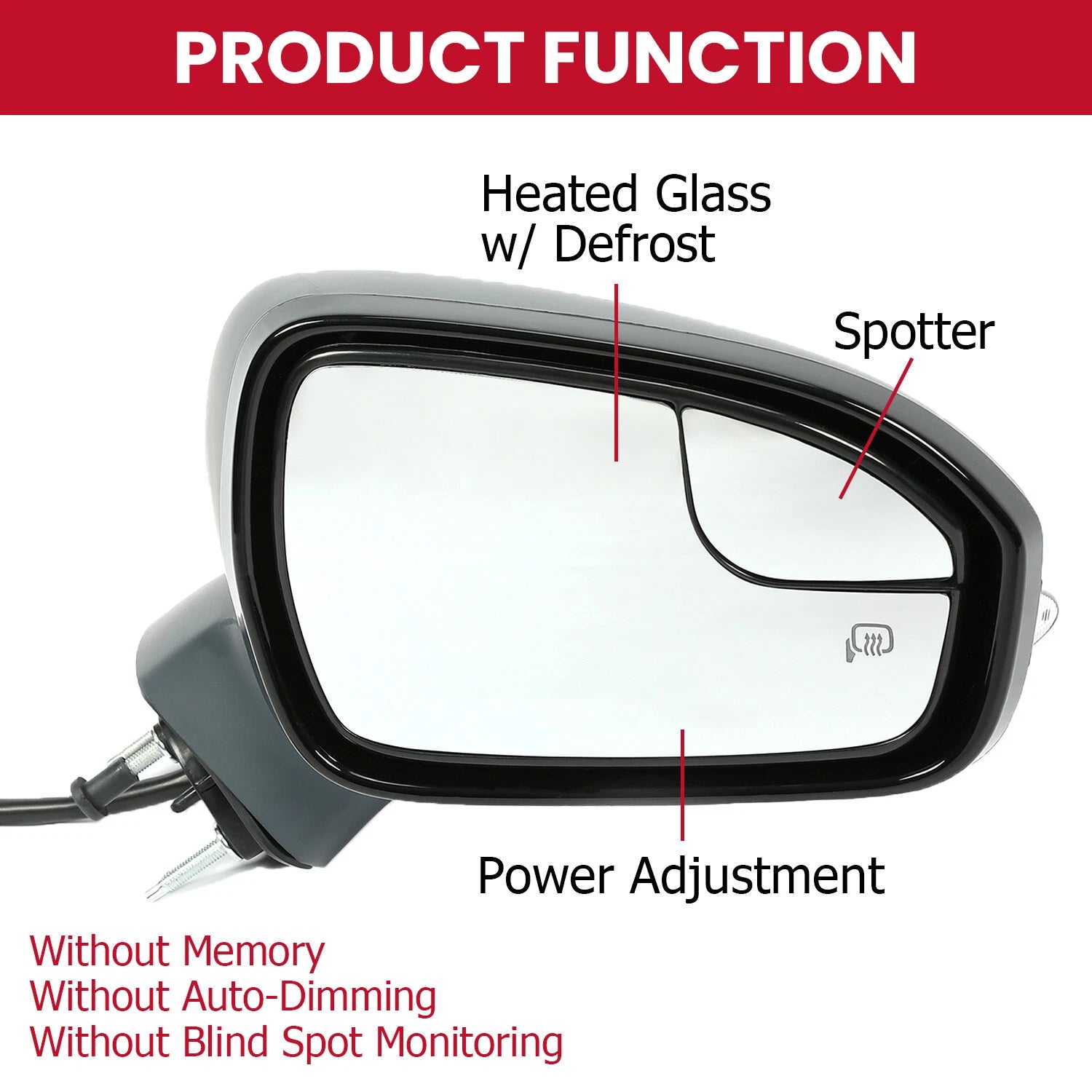 Power Mirror Set for Ford Fusion (2013-2016) LH RH Heated Paintable