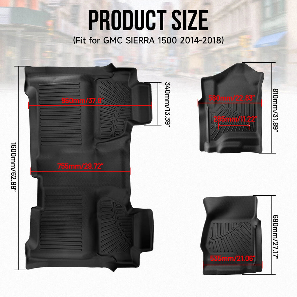 Set of 4 All Weather Floor Mats for Chevy Silverado Crew Cab (2014–2018)