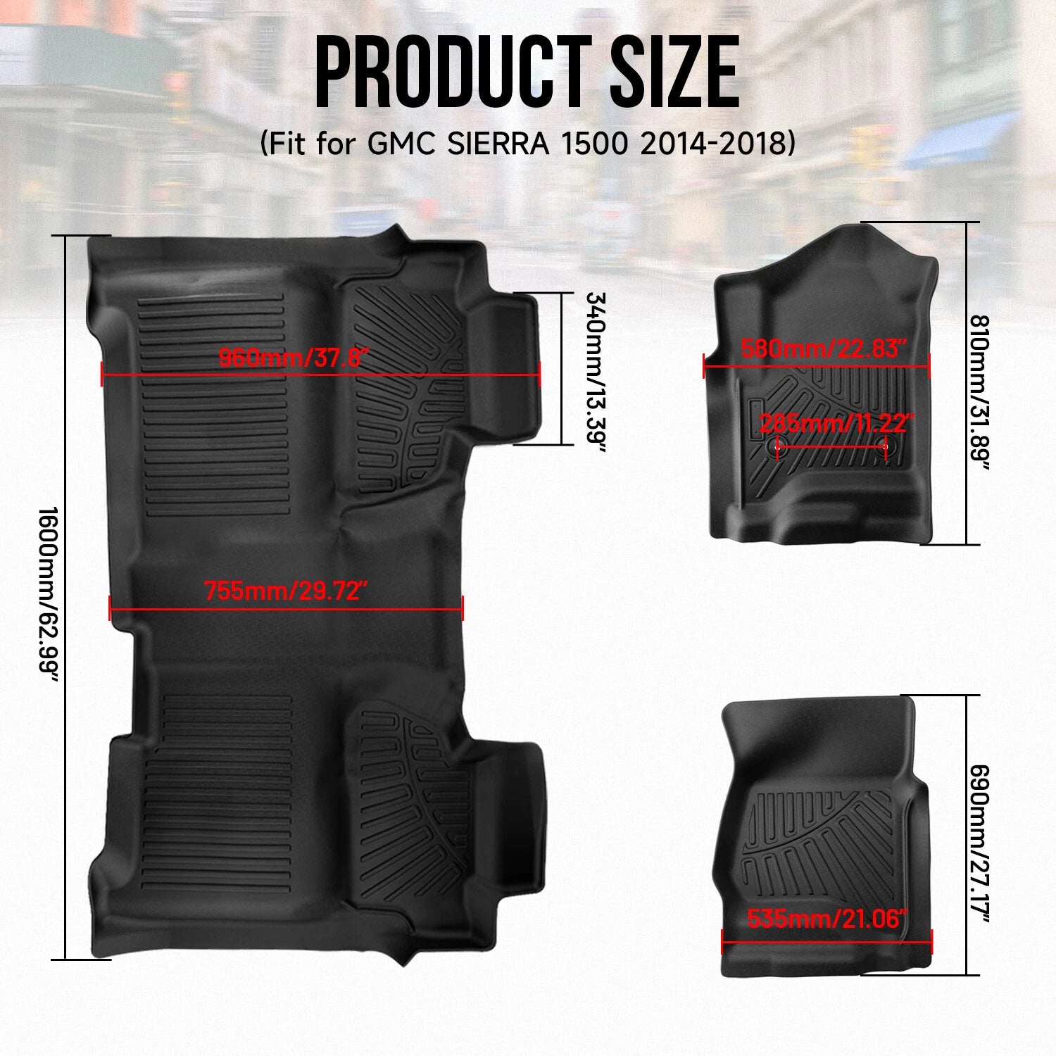 Set of 4 All Weather Floor Mats for Chevy Silverado Crew Cab (2014–2018)