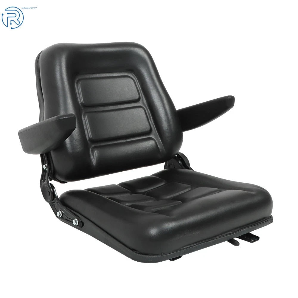 Adjustable Black Forklift Seat with Armrests & Safety Switch Universal