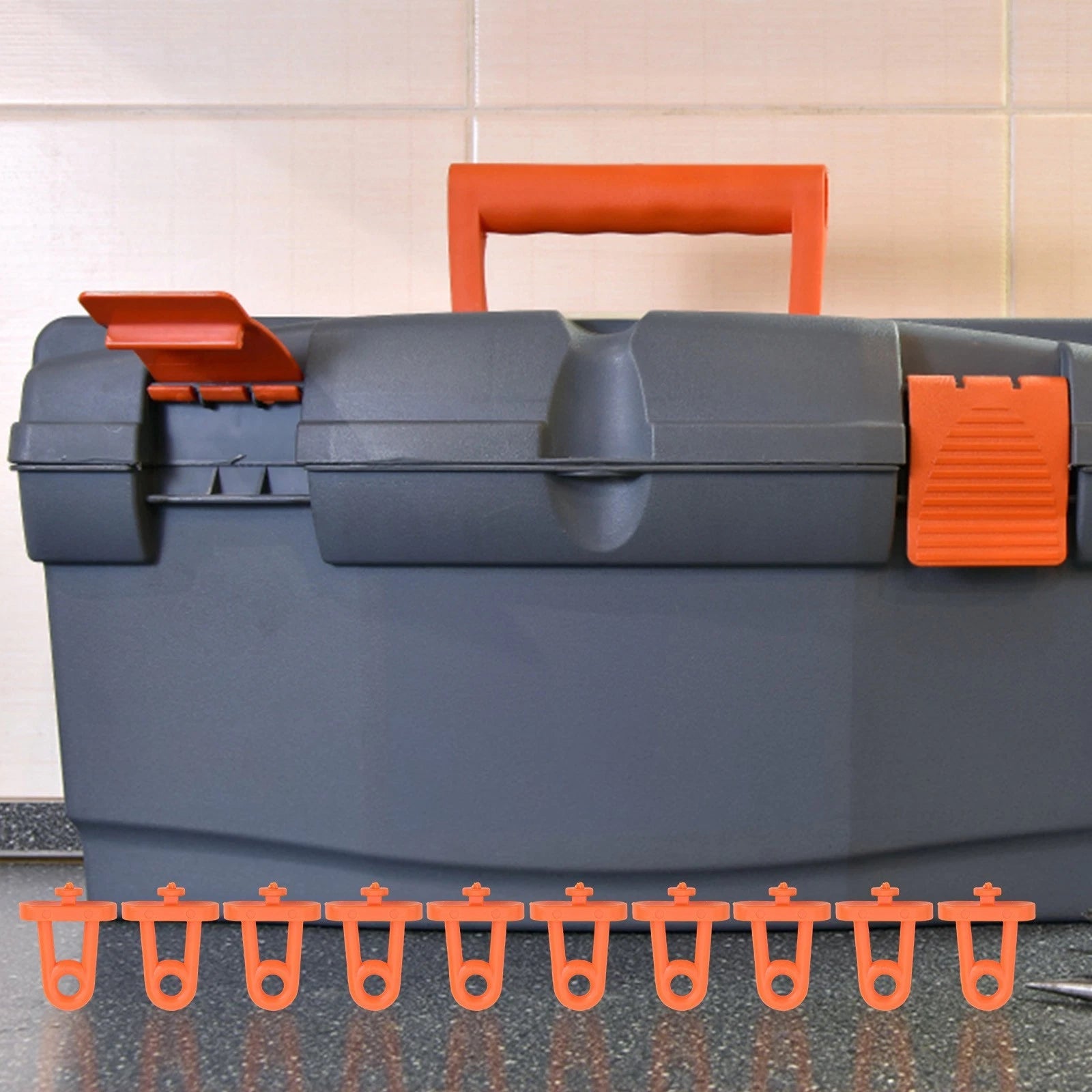 Set of 10 Orange Garage Organizer Wall Mounted Storage Hooks