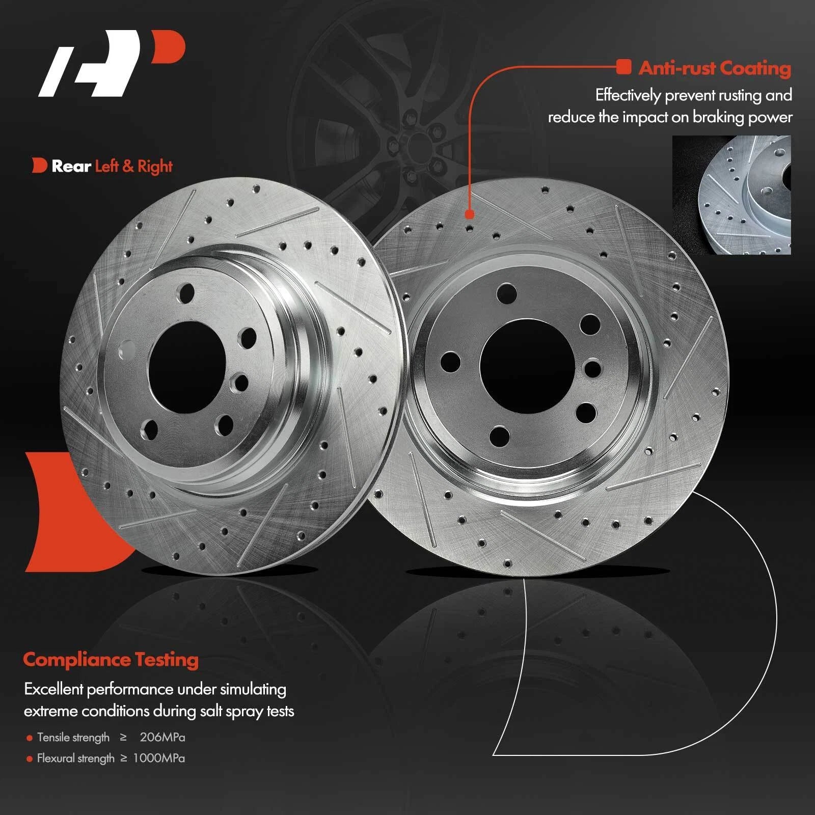 Rear Drilled Brake Rotors for BMW 330i 435i 335i 440i (2017–2019)