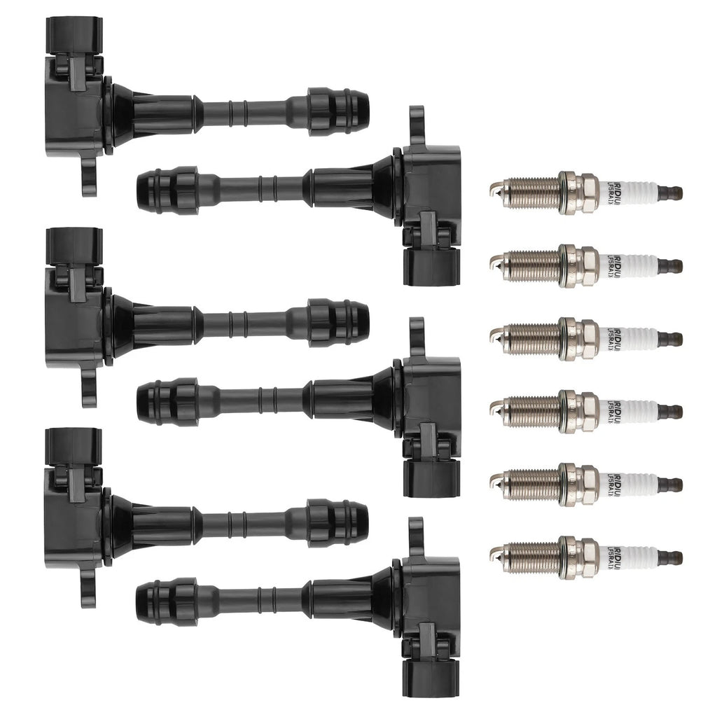 Pack of 6 Ignition Coils + Spark Plugs for Infiniti FX35 G35 M35 Nissan 350Z UF401