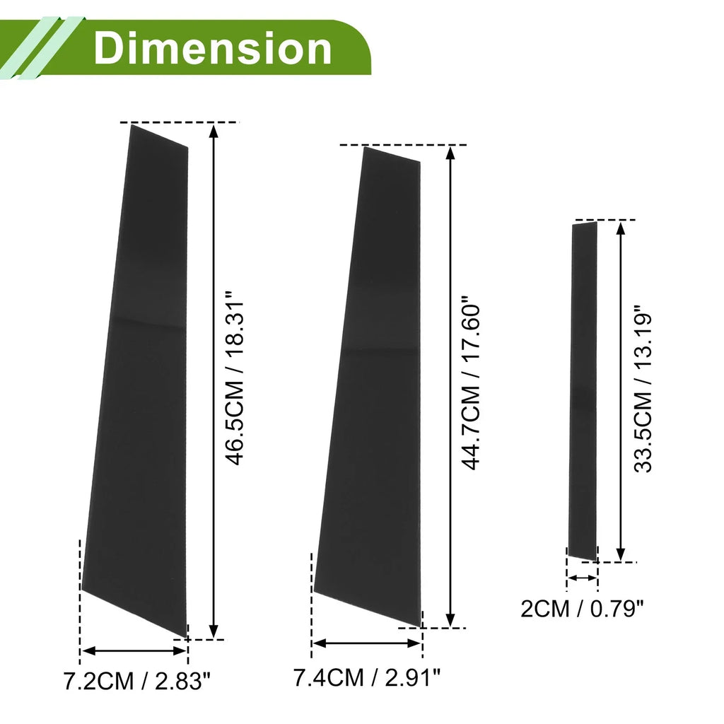 6 Pcs Door Pillar Window Trim for BMW 3-Series Black (1999-2005)