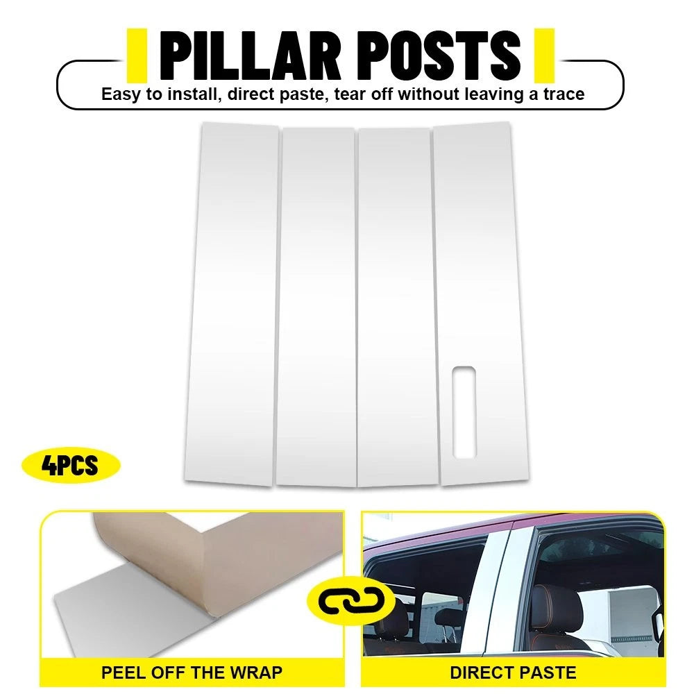 Set of 4 Chrome Door Window Pillar Posts Cover Trim for Ford F-150 (2015–2021)