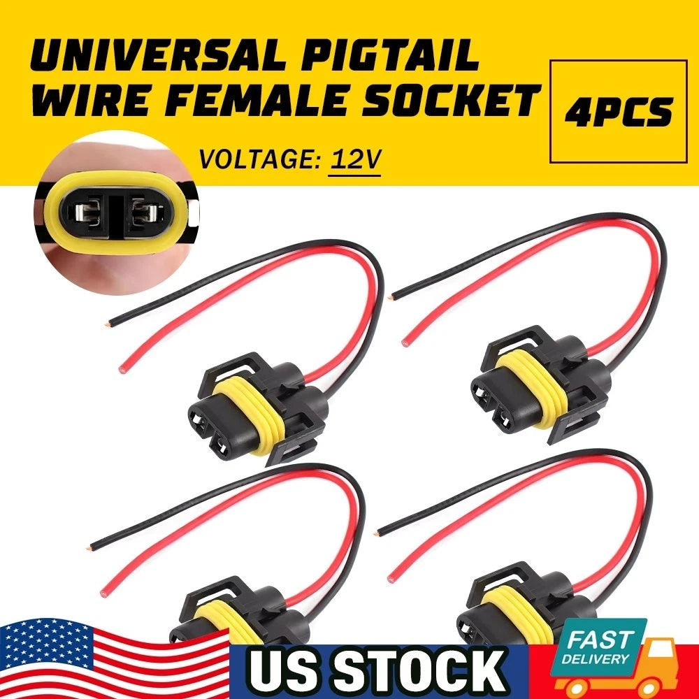 Set of 4 Headlight Low Beam Bulb Plug Wire Pigtail Harness H11 H9 for H11 H9