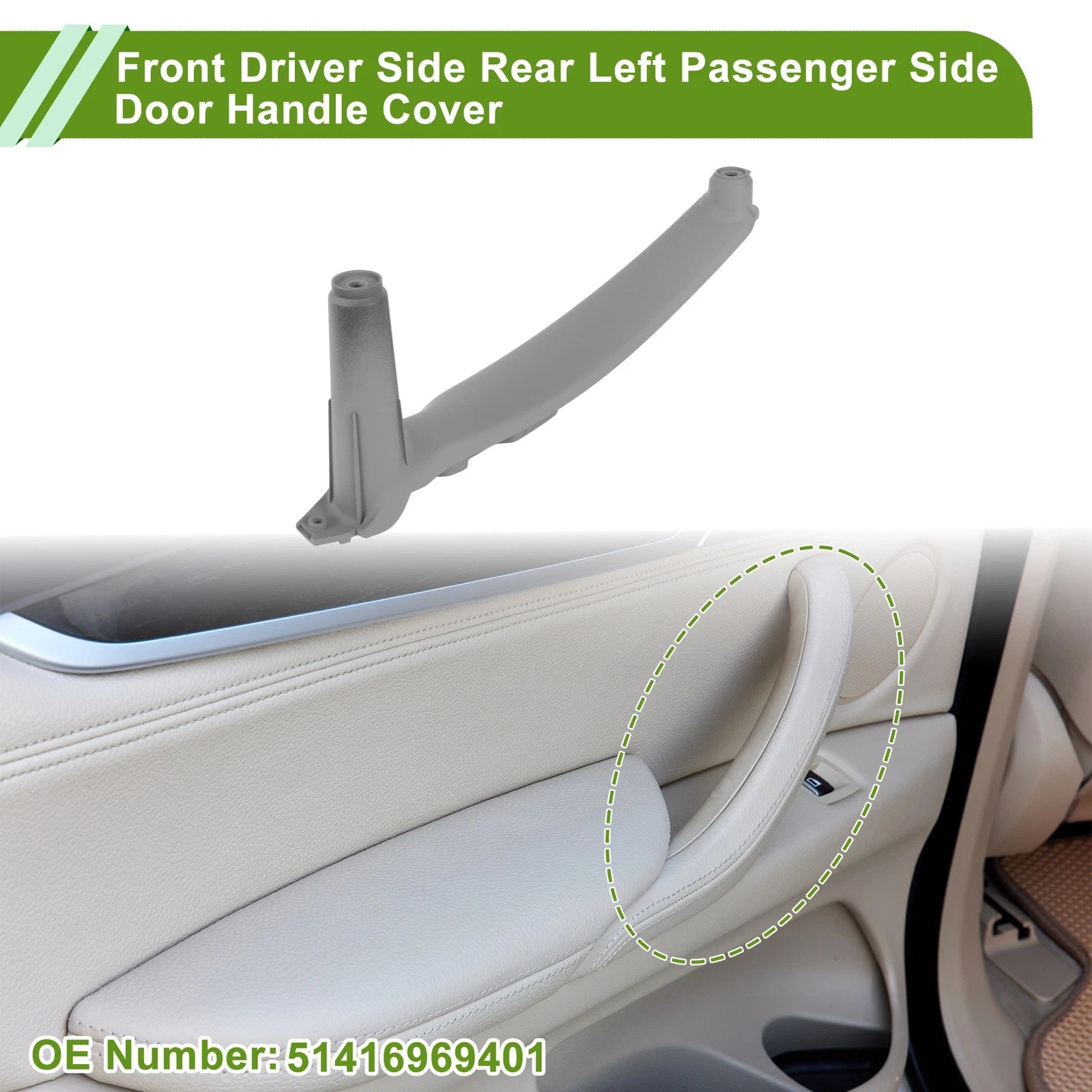 Door Panel Handle Pull Trim Cover for BMW X5 E70 (2008–2013) No. 51416969401 Gray