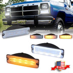 Clear Switchback LED DRL Turn Signal Lights for Dodge D150 D250 W150 W250 (1991–1993)
