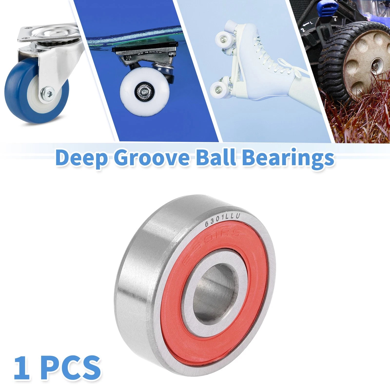 6301LLU Deep Groove Ball Bearing for Scooter Skateboard Wheel (12x37x12mm)
