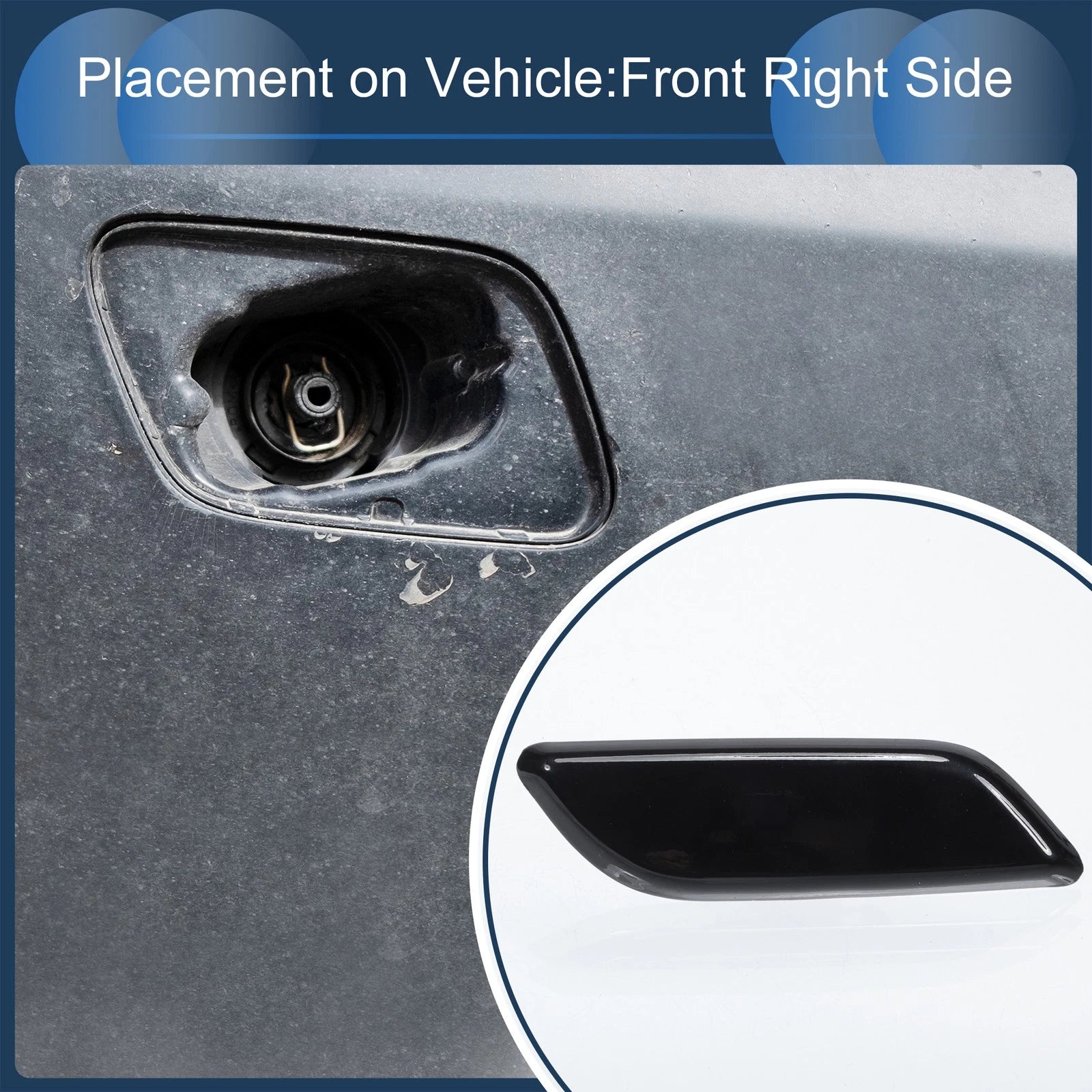 Front Right Washer Nozzle Cover Cap for Honda Accord VIII (2011–2013) Black