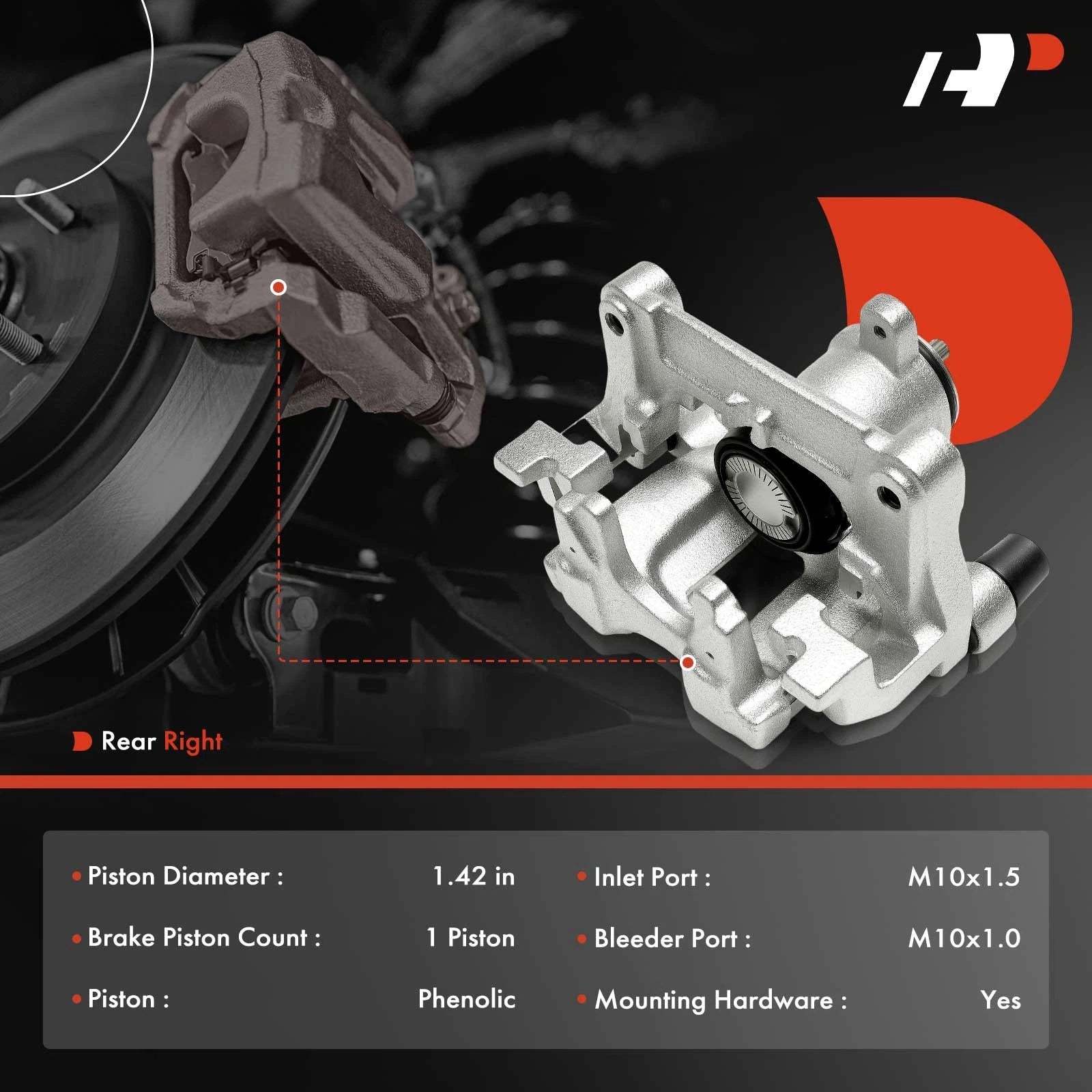 Rear Right Brake Caliper with Bracket for Ford Escape (2020–2021)